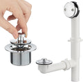 (1 Pack) Yariwiz 1-1/2" Polished Chrome Bathtub Tub Drain Kit Bath Waste Overflow Drain Tube Assembly with Universal Lift & Turn Bathtub Drain and Overflow Faceplate Polished Chrome