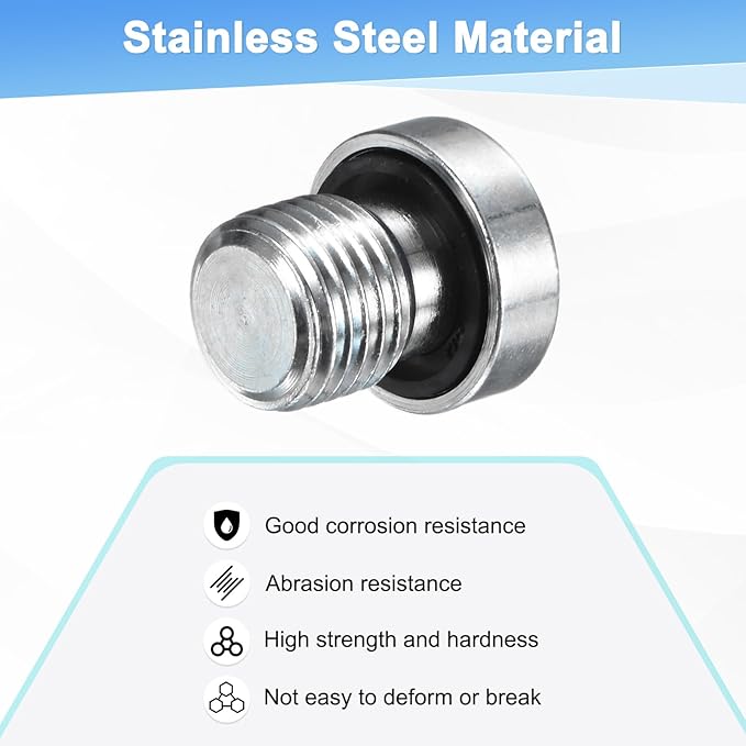1-Pack M12x1.25mm Inner Hex Head Pipe Fitting Plug, Carbon Steel Sensor Socket Plug with Seal O-Ring for Terminate Pipe Ends/High Pressure Washer, Sealing Screw