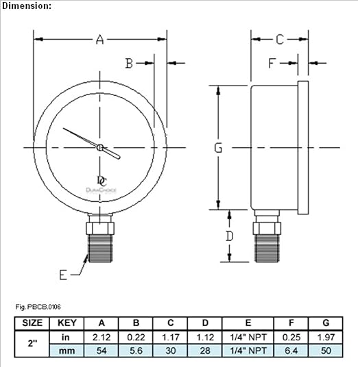 2" Oil Filled Vaccum Pressure Gauge -Stainless Steel Case, Brass, 1/4" NPT, Lower Mount Connection, 30HG/60PSI