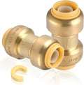 2-Pack HeSun Pushfit Coupling, 1" x 1" Push to Connect Plumbing Fittings with Disconnect Clip, Brass Push-fit Fittings for PEX, Copper, CPVC, PE-RT Pipes(PF009-2)
