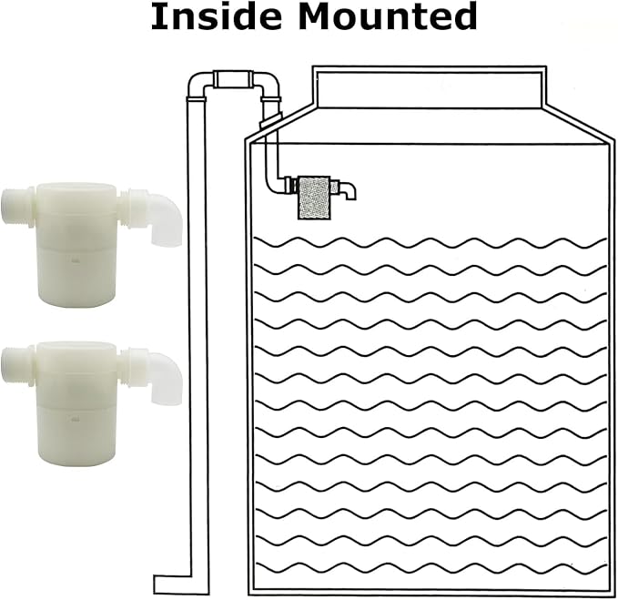 Water Float Valve, Water Level Control Water Tank Traditional Float Valve Upgrade 2 PCS (side inlet, 1“)