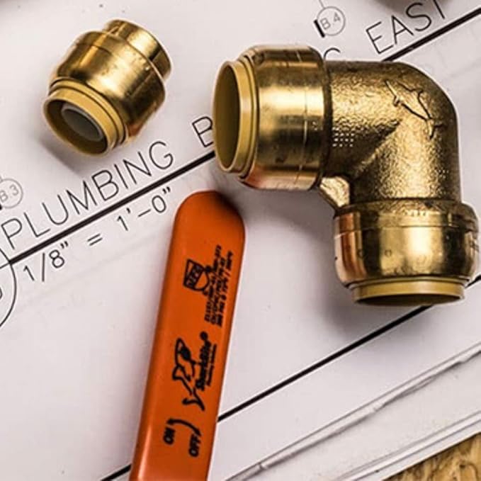 SharkBite 1 Inch 45 Degree Elbow, Push to Connect Brass Plumbing Fitting, PEX Pipe, Copper, CPVC, PE-RT, HDPE, U660LFA