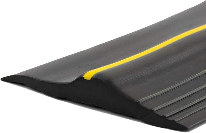 16.5Ft/5M Universal Garage Threshold Seal Strip Garage Door Bottom Weatherproof Strip Rubber DIY Weather Stripping Replacement Not Include Sealant/Adhesive (Black-Yellow Line)