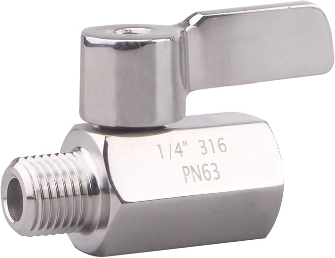 DERNORD 1/4 inch Stainless Mini Ball Valve NPT Female x Male Thread SUS316