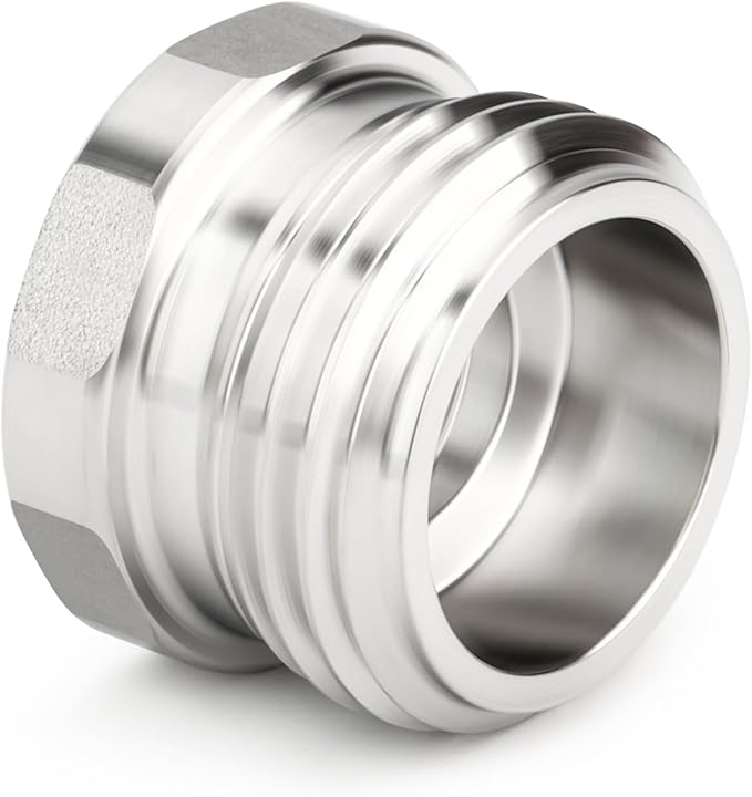 TAISHER 2PCS 304 Stainless Steel Garden Hose Adapter, Hex Bushing 3/4" GHT Male x 1/2" BSP Female Garden Hose Connector