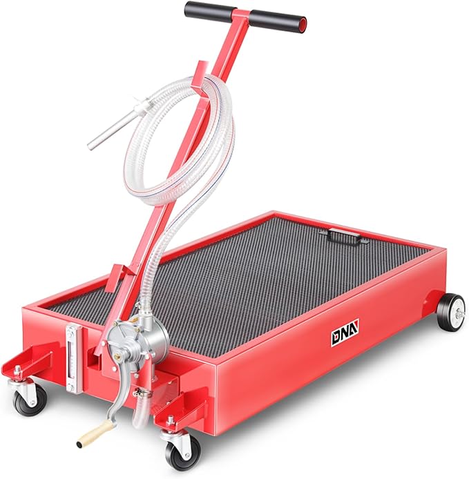 DNA Motoring 20 Gallon Oil Drain Pan with Pump, Evacuation Hose, T-Handle, Low Profile for Trucks Buses RVs, TOOLS-00386