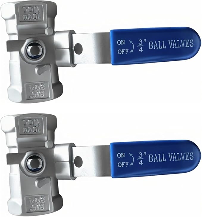 2Pcs 3/4'' Stainless Steel 304 Ball Valves, NPT Female Full Port Ball Valve Heavy Duty Shut Off Valve for Water, Oil, and Gas with Locking Device, NPT Female