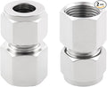 Yoebor Stainless Steel 304 Compression Tube Fitting Coupler with Double Ferrules 1/2" Tube OD x 1/4" NPT Female Adapter,Pack of 2
