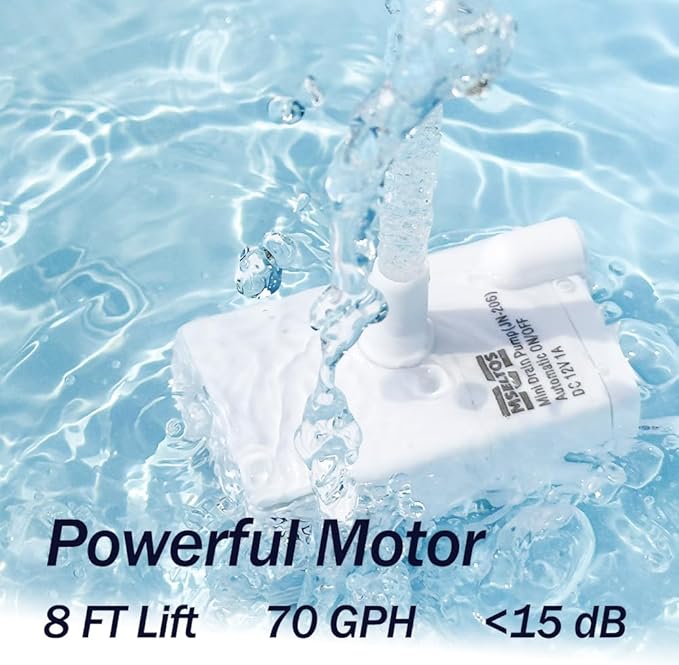 Automatic Small Sump Pump with Water Sensor, 8 FT Lift 70 GPH 115V/230V Mini Condensate Pump with Float Switch, Water Removal for Dehumidifier, Air Conditioner, Ice Maker, Basement, Auto On Off