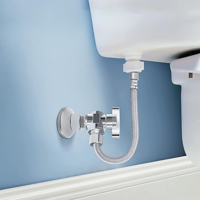VINTEX 5 Pack Angle Stop Valve,1/2 in. NOM Compression x 3/8 in. OD Compression Angle Shut Off Valve,5/8" OD x 3/8" OD 1/4 Turn Faucet Valve,Water Stop Valve,Chrome Plated,Brass
