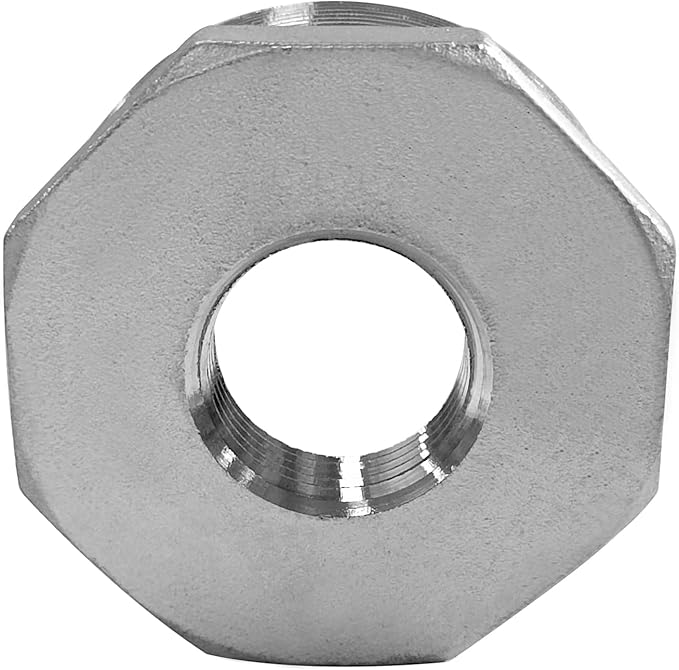Stainless Steel 2" Male NPT to 1-1/4" Female NPT Reducer Hex Bushing Pipe Fitting Adapter (pack of 1)