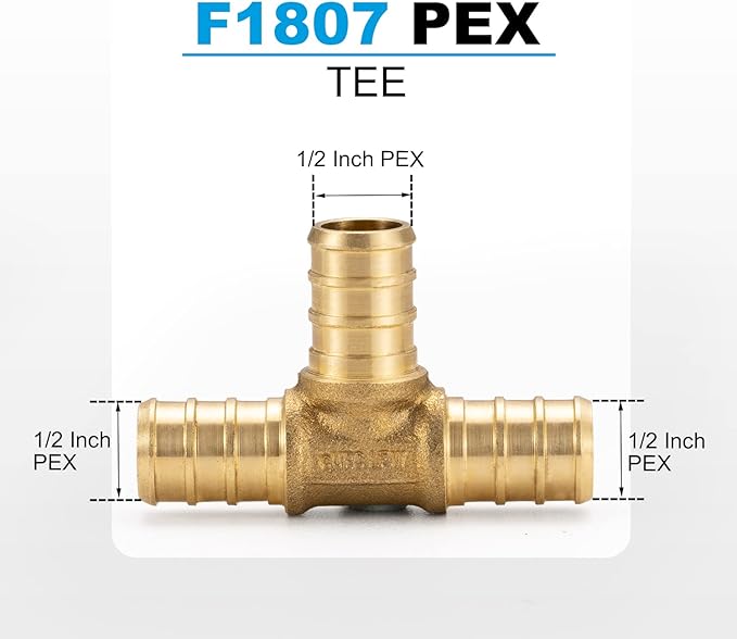 WMAXPFIT(20 Pack) 1/2 Inch PEX Tee F1807, LF Brass crimp fitting for PEX-b pipe