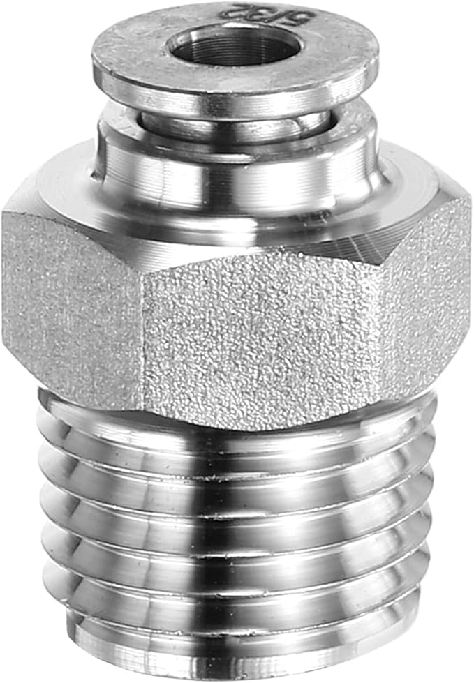 HARFINGTON Push to Connect Fittings 5/32" Tube OD x 1/4" NPT Thread Male Straight Union Fittings 304 Stainless Steel Quick Connect Pneumatic Accessories for Trailers Air Brake System