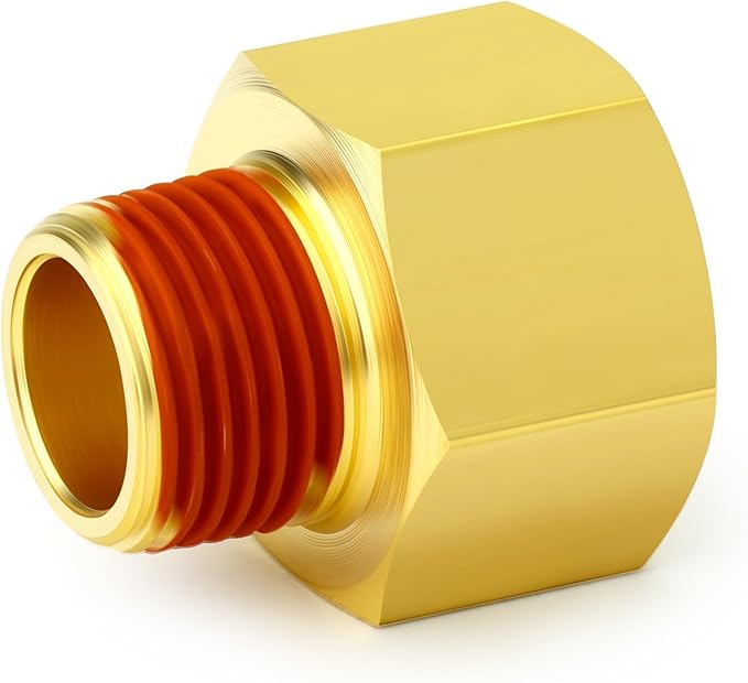 GASHER 5PCS Brass Pipe Fitting, Reducer Adapter, 3/8" Female x 1/4" Male Pipe With Sealant
