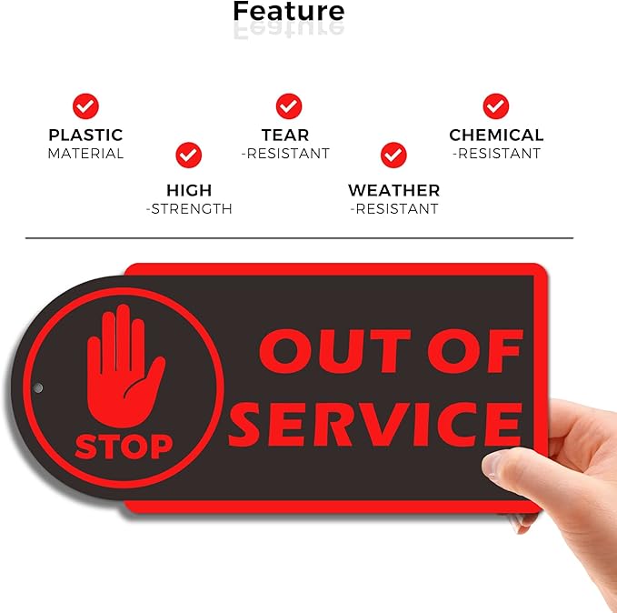 Out of Service Tags, 60 Pack Plastic Out of Service Tags with Wire for Maintenance Required, Red Equipment Repair Tags Waterproof, Equipment Maintenance Tag