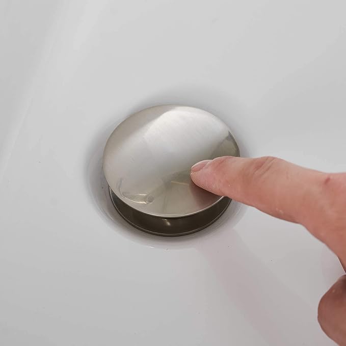 Bathroom Sink Drain Stopper Pop Up Drain for Sink Fits Standard Bathroom Sink Hole 1-1/2" to 1-3/4" Vanity Brushed Nickel with Overflow
