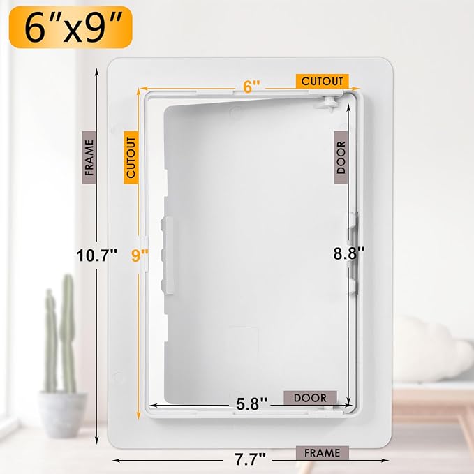 Suteck Plumbing Access Panel for Drywall Ceiling 6 x 9 Inch Reinforced Plastic Wall Access Doors Removable Hinged Panel