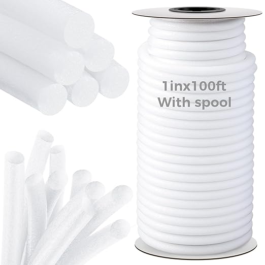 1 Inch x 100 ft Foam Backer Rod for Gaps Joints Concrete Crack Filler Caulk Saver Bulk Foam Backing Rod Concrete Filler Rope for Weather Stripping Door Seal (White)