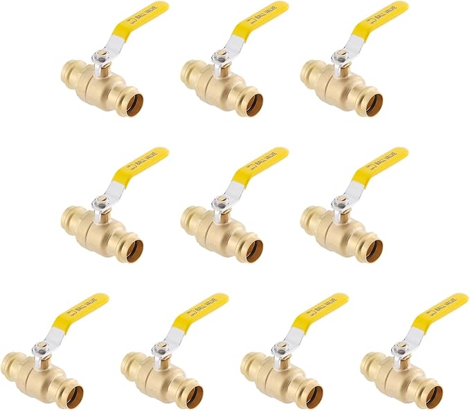 1/2" Press propress Ball Valve with EPDM O-Ring 1/4-Turn Full Port Shut Off Stop Valve for Copper Tubing Connection LF Brass 10PCS