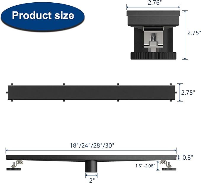 Neodrain 18-Inch Linear Shower Drain,with 2-in-1 Flat & Tile Insert Shiny Black Cover, Rectangle Shower Floor Drain, Linear Drain with Adjustable Leveling Feet, Hair Strainer