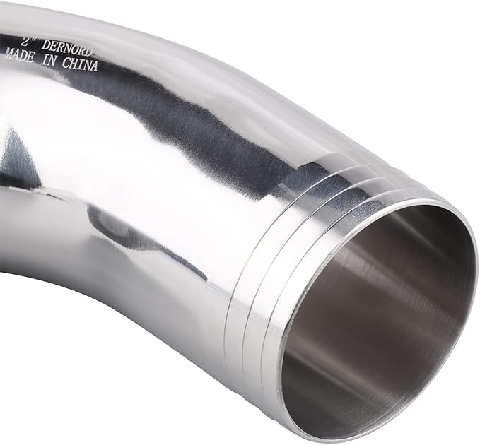 DERNORD Sanitary Hose Barb Pipe Fitting 2" Tri Clamp (64MM Ferrule) 90 Degree Elbow (Tube OD: 2"/51MM (2 Tri-clamp))