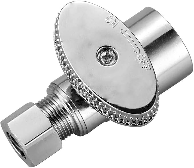 5 Pack Brass 1/2 Inch FIP x 3/8 Inch OD Compression Quarter Turn Straight Water Angle Stop Valve Shut Off