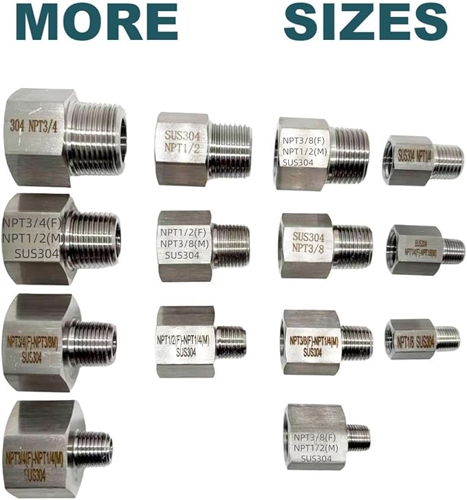 2 pieces Npt1/4 Female to Npt1/8 Male Reducer,1/8-1/4Water pipe Adapter, Fabricate of 304 Stainless Steel