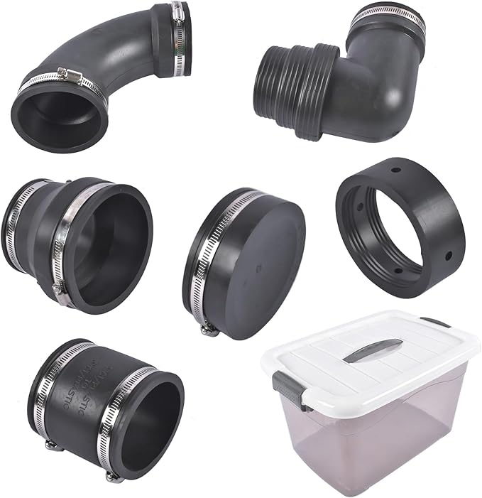 RV & Camper Sewer Waste Plumbing Kit with Slip Fit Coupling Adapter, for 3 Inch PVC Pipe, Universal RV Sewer Hose Fitting & Drainage System Accessories Mixizap