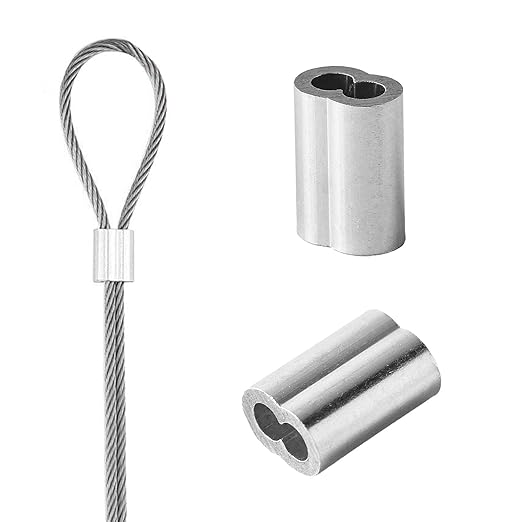 1/8" 100PCS Aluminum Crimping Loop Sleeve for Wire Rope, Cable Ferrule