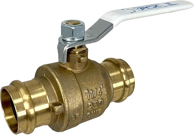 PROCURU 1-Pack 1-1/4 Inch (1.25") Press Copper Ball Valve, Heavy Duty Brass Body, Full Port, LF Certified Safe (3BP125-1P)