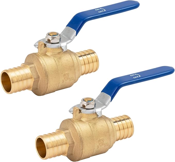 SUNGATOR 2-Pack Pex Valves 1 inch, Pex Ball Valve Brass Full Port Quarter Turn Shut Off Valve, ASTM F1807
