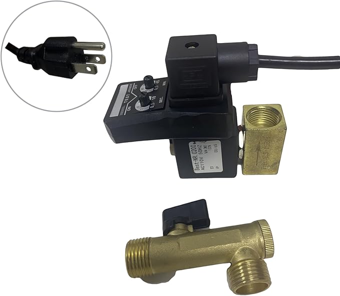 Automatic Air Tank Drain Valve 1/2" AC 110V with US Plug 2-way Direct-acting Electronic Auto Timed Drain Valve