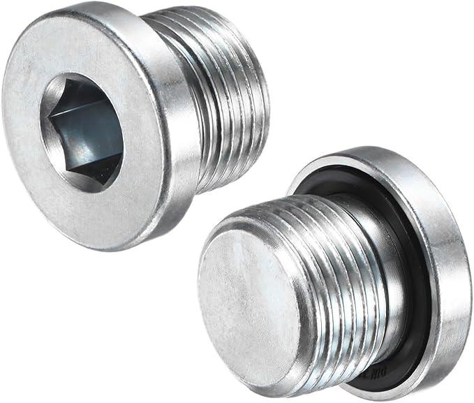 1-Pack M20x1.5mm Inner Hex Head Pipe Fitting Plug, Carbon Steel Sensor Socket Plug with Seal O-Ring for Terminate Pipe Ends/High Pressure Washer, Sealing Screw