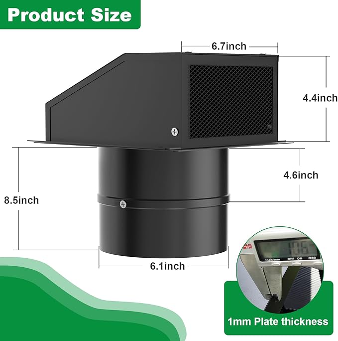 6" Wall Vent with Damper & Screen, Galvanized Steel Wall Mount Exhaust Vent,Outdoor Exterior Air Vent Cover, External Extractor Wall Vent Hood for House Kitchen Range Hood Air Ventilation