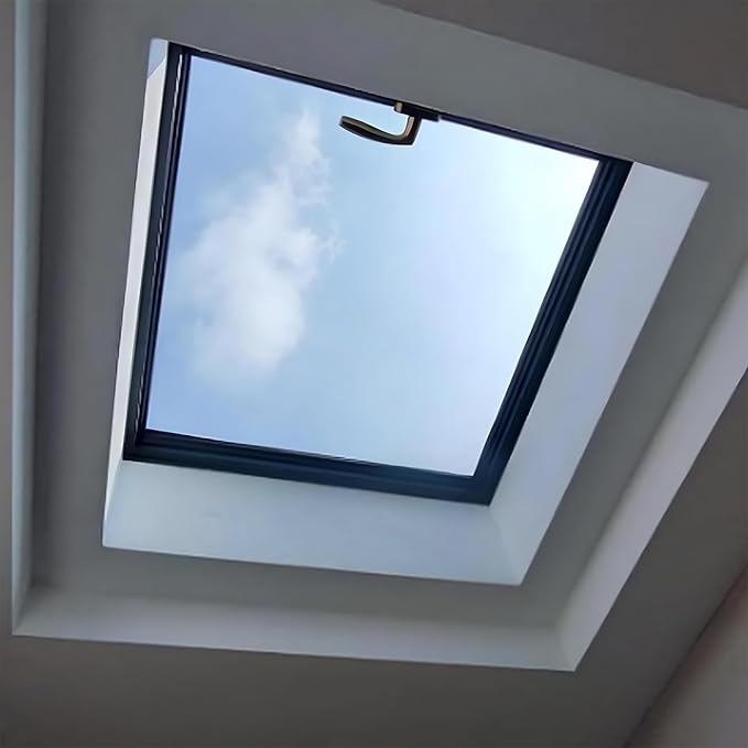 Skylight Roof Window, Tempered Glass Skylight Cover, Aluminum Alloy Frame & Hydraulic Rod, Egress Roof Window with Double-Layer Tempered Glass, for Roof, Attic, Basement, Sun Room(30.7*38.5in/78*98cm)