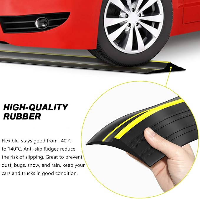 Jin&Bao Universal Garage Door Threshold Seal Strip 16FT Kit, Bottom Waterproof Rubber Weather Stripping Replacement（Yellow, 1 Adhesive）
