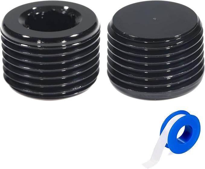 3/8 NPT Male Thread Allen Head Socket Pipe Plug Fitting Aluminum Black（2pcs）