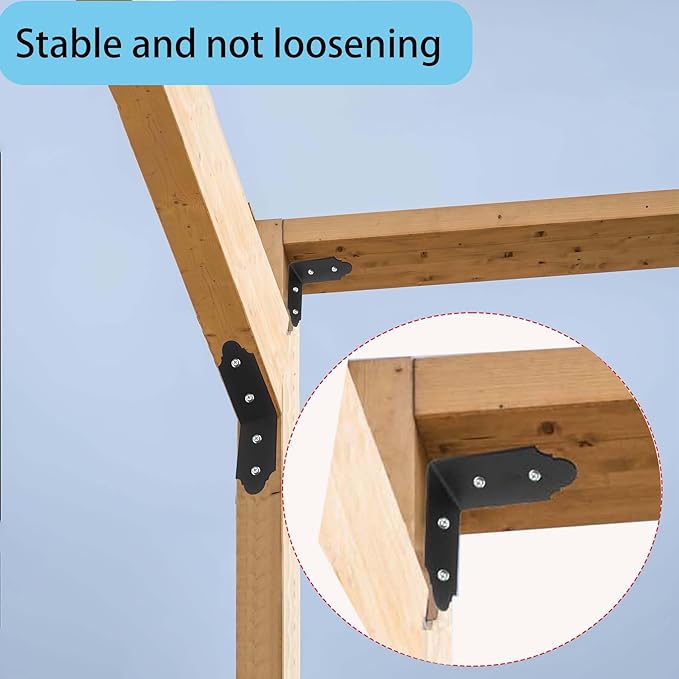 4Packs 90 Degree Angle Bracket Large L Brackets , 6" Heavy Duty Connector Brace, Building Products Decorative Knee Braces Angle Brackets for Wood DIY L Shelf Braces