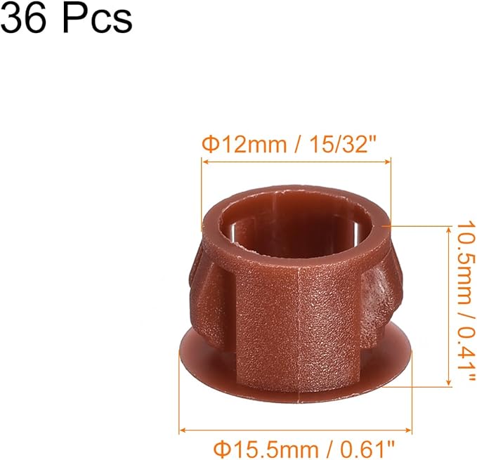 uxcell 12mm(15/32") Plastic Hole Plugs, 36Pcs Flush Type Panel Round Snap in Fastener Knockout Locking Plugs for Furniture Insert End Caps Panels, Red