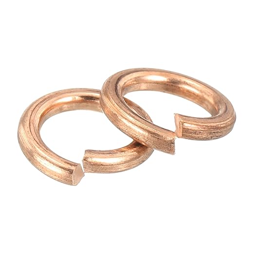 uxcell 50 Pcs Spring Lock Washer, M6 Split Lock Washer Assortment Copper Lock Washers for Screws Bolts Nuts