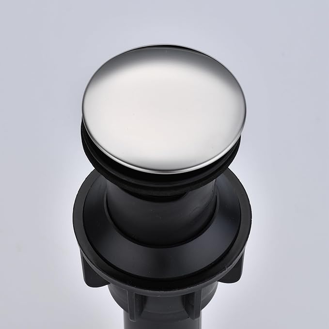Bathroom Sink Drain with Overflow: Chrome+Black Bathroom Sink Drain Stopper for Bathroom Vanity Vessel Sink, Pop-up Sink Drain with Hair Catcher Anti-Clogging Strainer