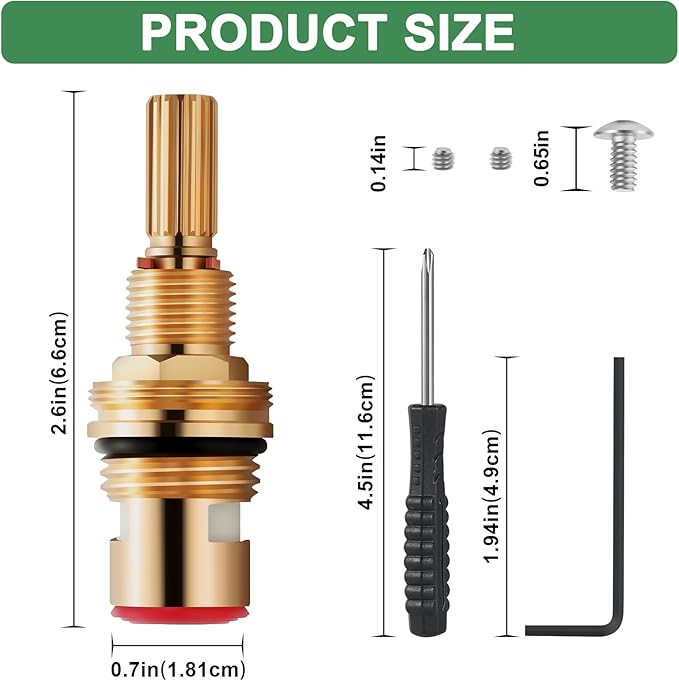Brass 1-002 Hot Cartridge, Compatible With Brass 1-002 Cartridge, Faucet Cartridge for Bathroom Basin Faucet, Brass Constructio (1-002 Hot Cartridge)