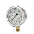 PIC Gauge PRO-201L-254P 0-3000 PSI Pressure Gauge, 2 1/2" Dial, 1/4" Male NPT Connection, Bottom Mount, Dual Scale, Glycerin Filled, Stainless Steel Case/Bezel, Brass Internals & Plastic Lens