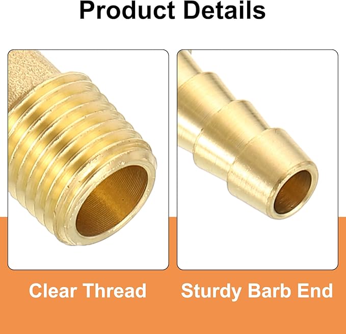 uxcell 2Pcs Brass Hose Barb Fittings, 1/4" x 1/4" NPT 90 Degree Elbow Hose Connector with Hose Clamps for Water Fuel Gas Oil Transportation