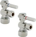 Westbrass R105BL-2-05 1/4-Turn Lever Handle Angle Stop Shut Off Valve, 5/8" OD x 3/8" OD, Polished Nickel (2-Pack)