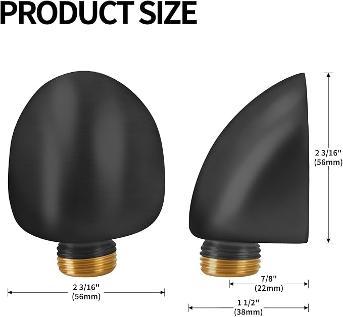 50560-BL Wall Supply Elbow For Hand Shower Elbow Adapter,Water Supply Elbow For Hand Shower,Wall-Mount Supply Wall Elbow For Hand Held Shower Elbow Adapter,Matte Black