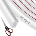 50 Feet D-Shape Rubber Weather Stripping Door Seal Strip, Self-Adhesive Backing Door Weatherstripping for Door Frame Insulation Large Gap, Easy Cut to Size with Tailor Scissors(White)