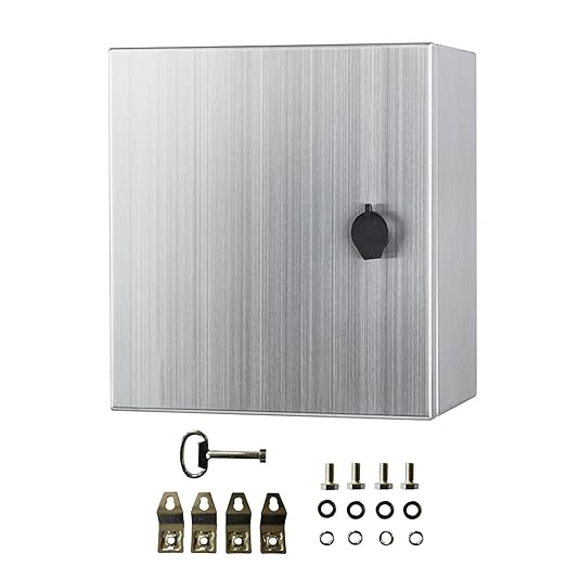 MJ-Box Steel Electrical Enclosure Box 12 x 12 x 8'' 304 Stainless Steel Electrical Enclosure IP66 Waterproof & Dustproof Outdoor/Indoor NEMA 4X Stainless Steel Enclosure