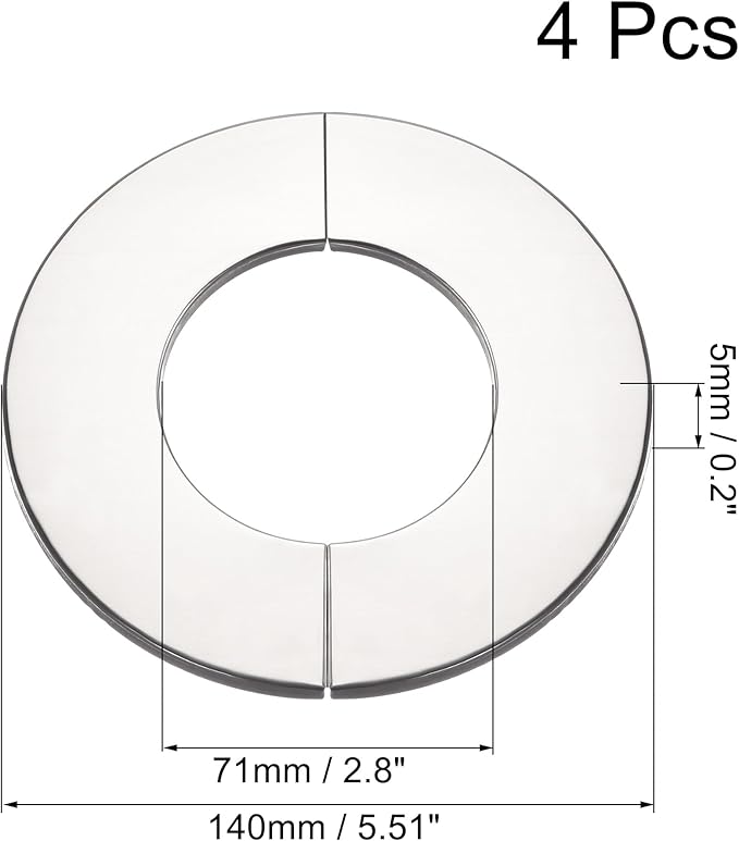 uxcell Wall Split Flange, Stainless Steel Round Escutcheon Plate for 71mm Diameter Pipe 4Pcs