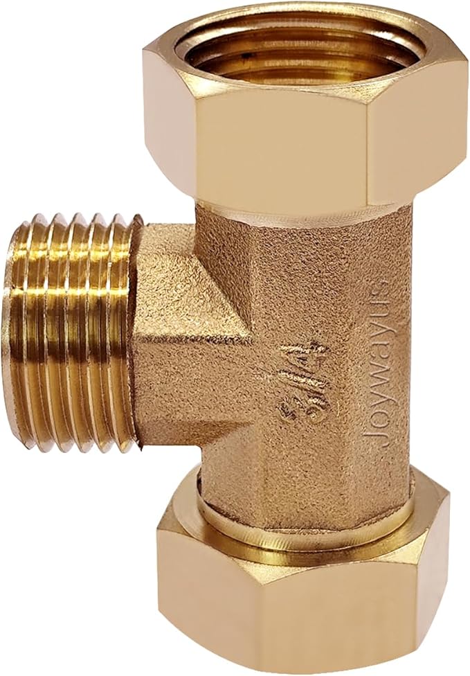 Joywayus 3/4" GHT Female × Male × Female Brass Tee Swivel Pipe Fitting T 3-Way Adapter
